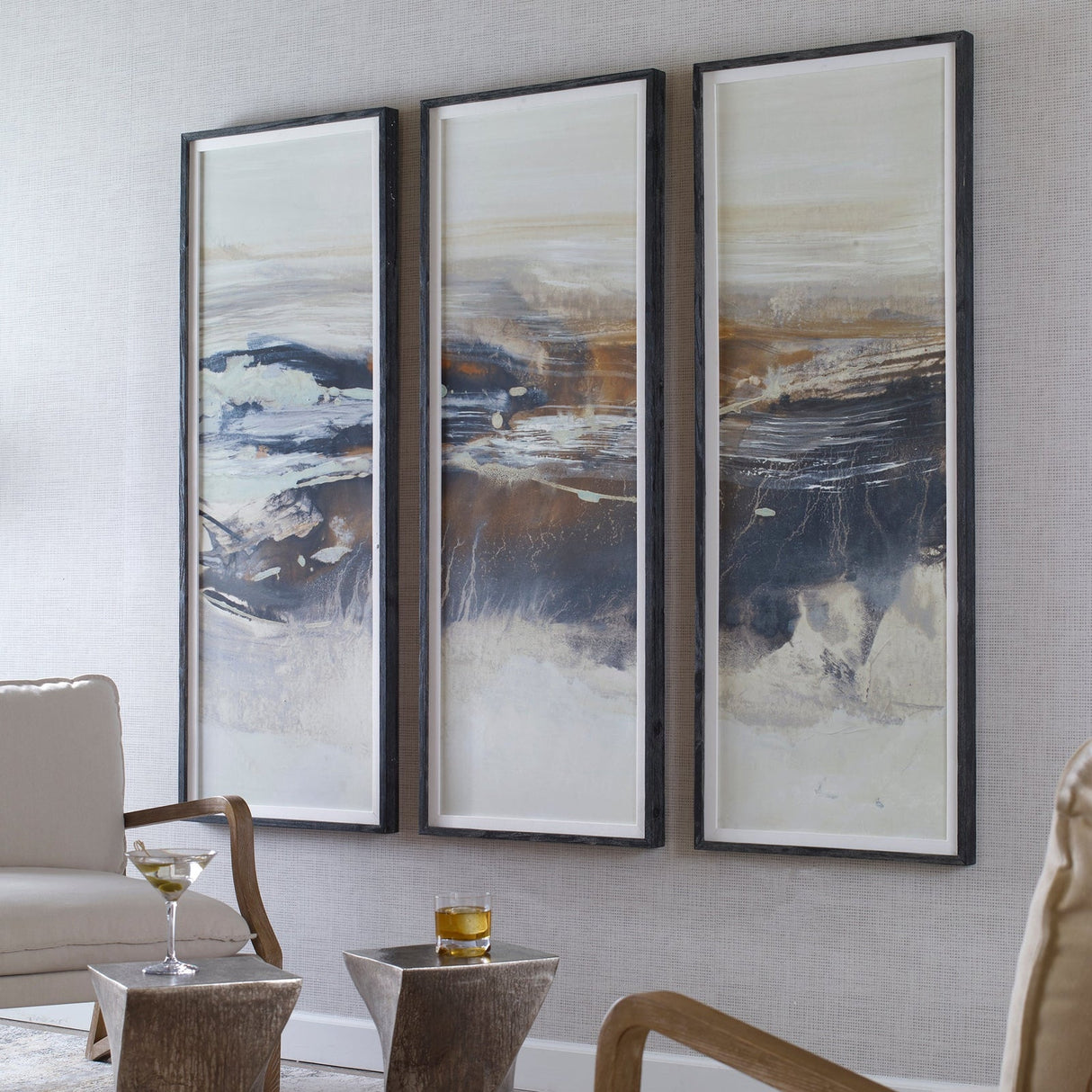 Uttermost Graphite Horizon Framed Prints - Set Of 3 - Home Elegance USA