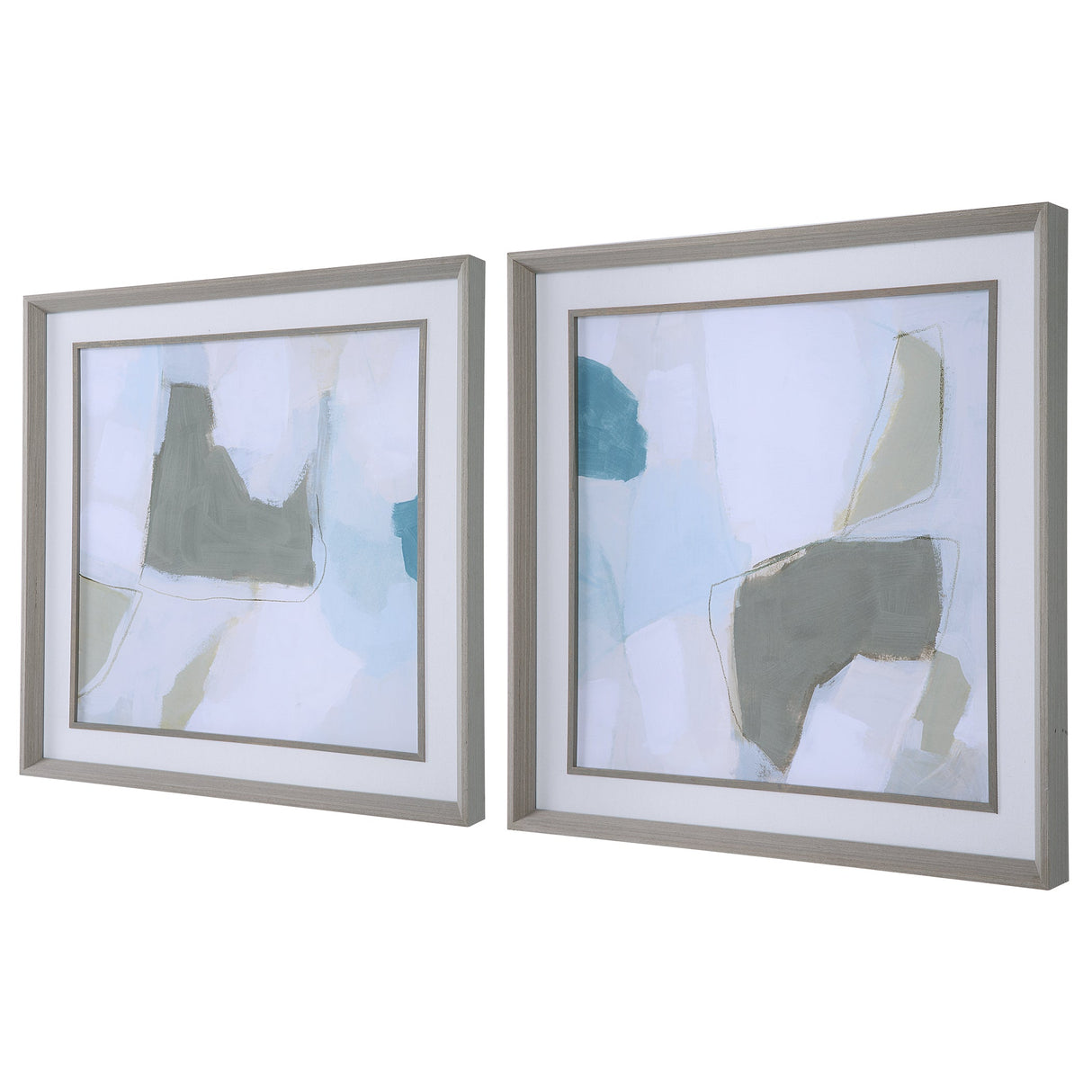 Uttermost Mist Shapes Framed Prints - Set Of 2 - Home Elegance USA