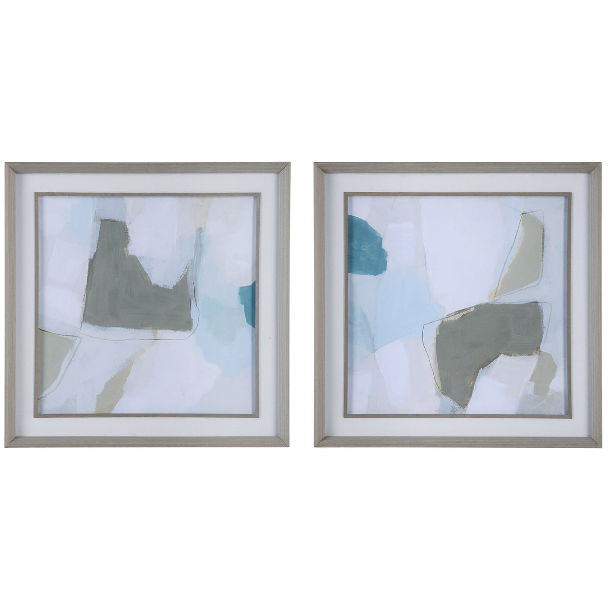 Uttermost Mist Shapes Framed Prints - Set Of 2 - Home Elegance USA
