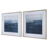 Uttermost Rising Blue Abstract Framed Prints - Set Of 2 - Home Elegance USA