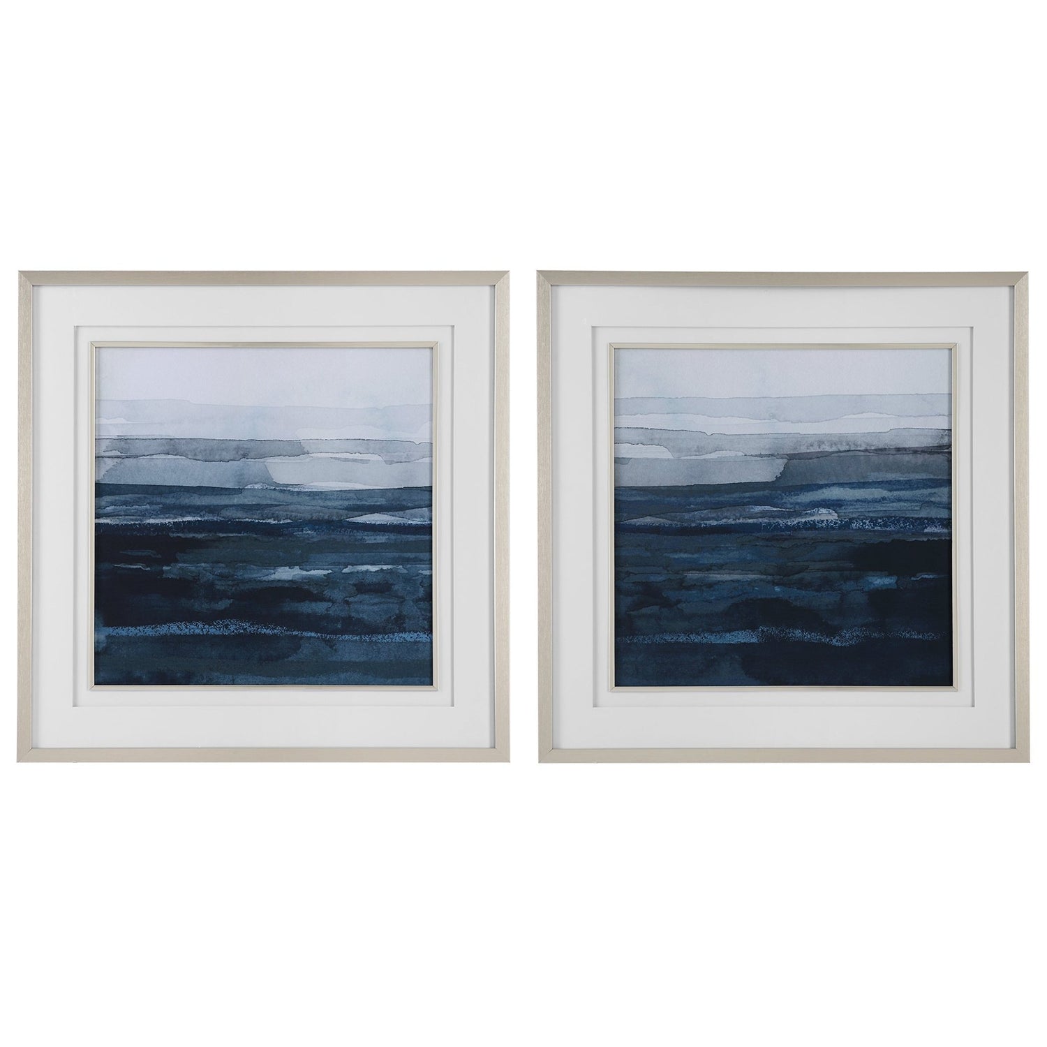Uttermost Rising Blue Abstract Framed Prints - Set Of 2 - Home Elegance USA