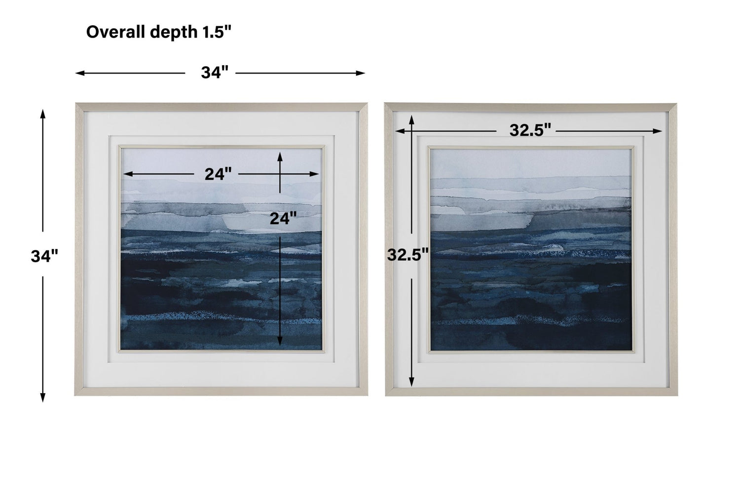 Uttermost Rising Blue Abstract Framed Prints - Set Of 2 - Home Elegance USA