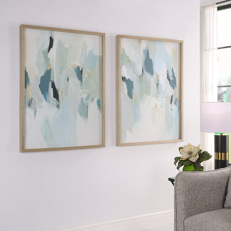 Uttermost Seabreeze Abstract Framed Canvas Prints - Set Of 2 - Home Elegance USA