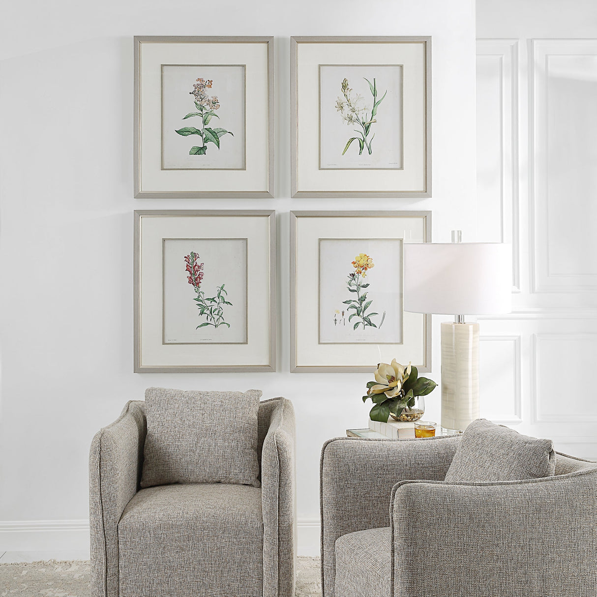 Uttermost Heirloom Blooms Study Framed Prints - Set Of 4 - Home Elegance USA