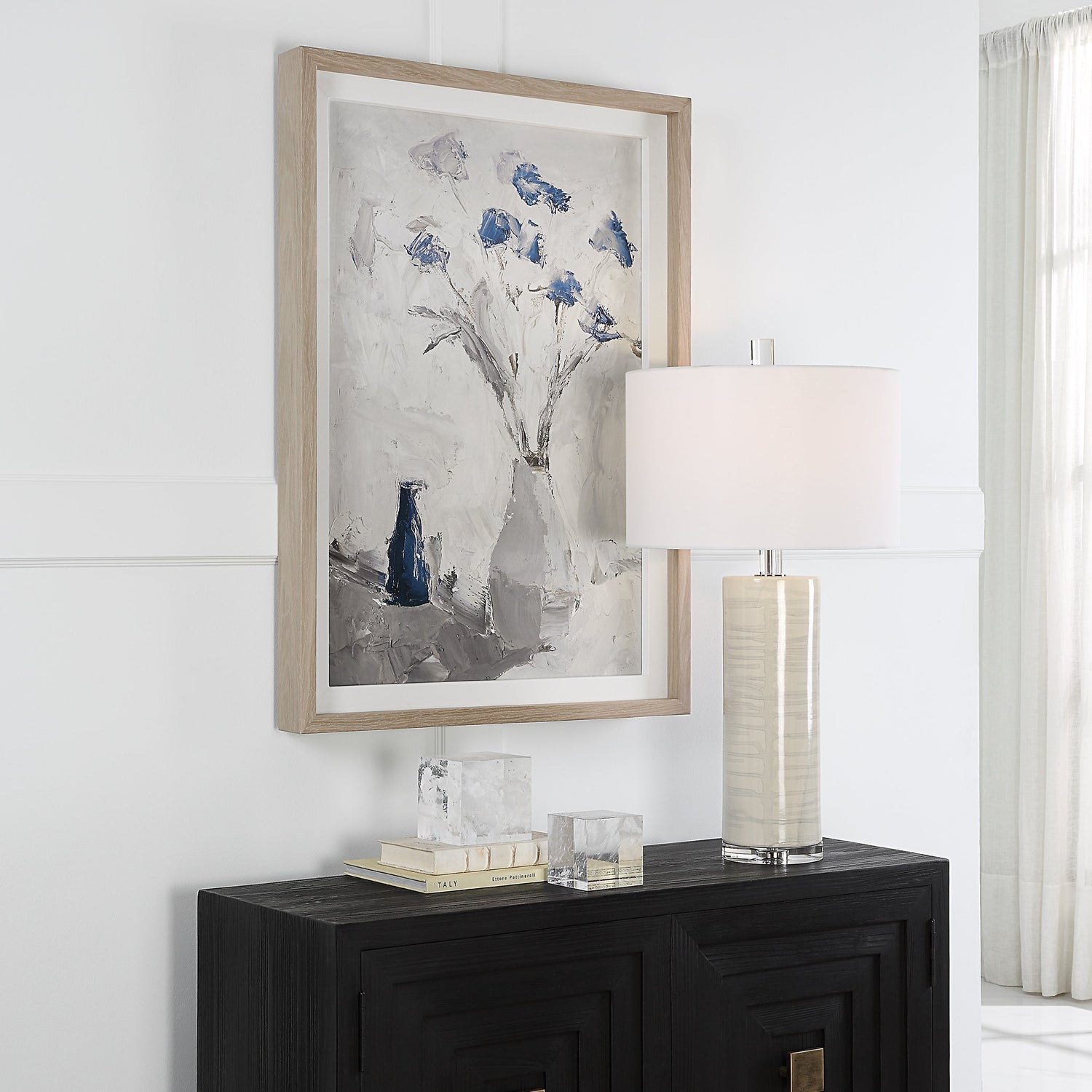 Blue Flowers In Vase Framed Print | Uttermost | Home Elegance USA
