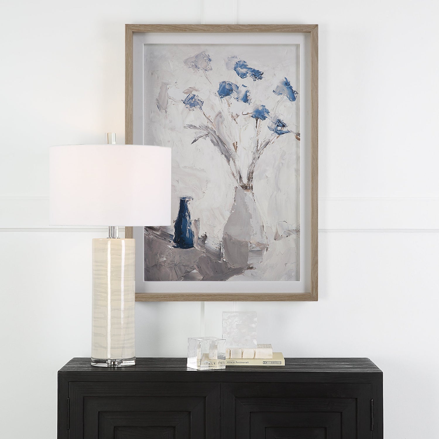 Blue Flowers In Vase Framed Print | Uttermost | Home Elegance USA