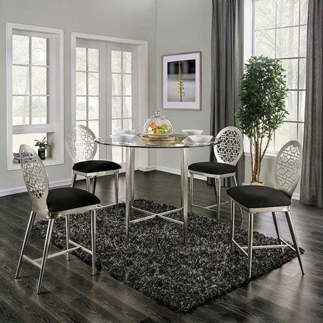 Abner 5 - Piece Round Counter Height Dining Set by Furniture of America - FOA3743PT,(4)FOA3743PC - image - 1