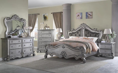 Adriana 6Pc Transitional Bedroom Set in Gray Finish by Cosmos Furniture Cosmos Furniture