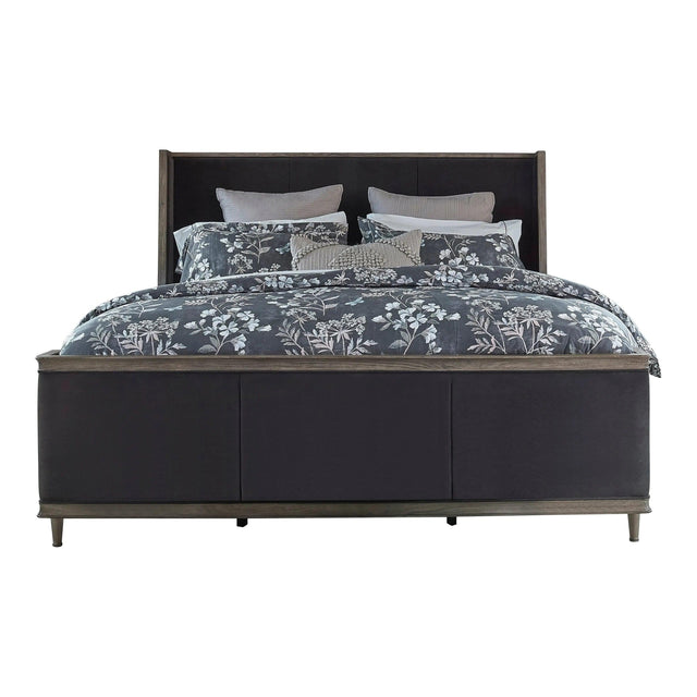 Alderwood Upholstered Panel Bed In Charcoal Grey By Coaster Furniture - Home Elegance USA