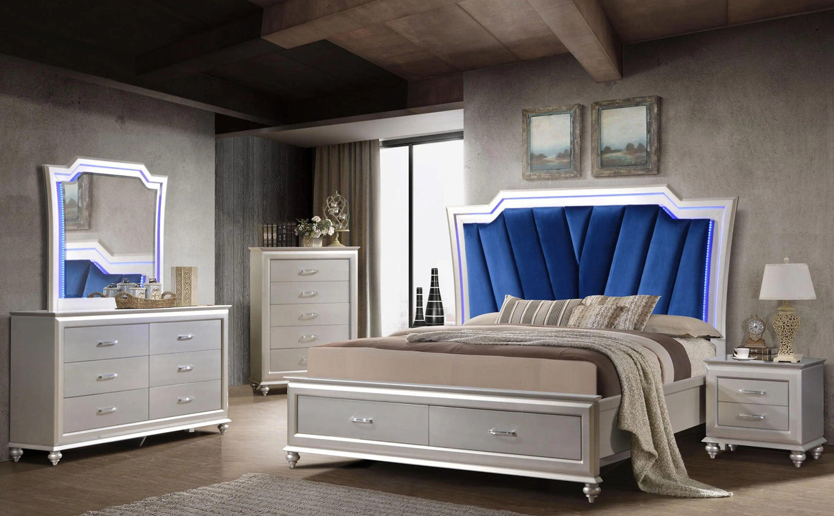 Alia 6Pc Modern Bedroom Set in Silver Finish by Cosmos Furniture Cosmos Furniture