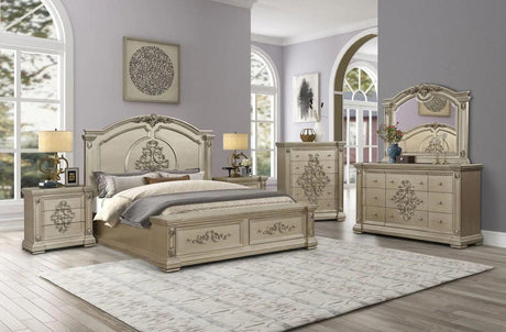 Alicia 6Pc Transitional Bedroom Set In Metallic Beige Finish | Cosmos | Home Elegance USA