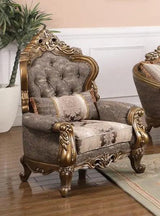 Amelia Traditional Sofa and Loveseat in Bronze Wood Finish by Cosmos Furniture Cosmos Furniture