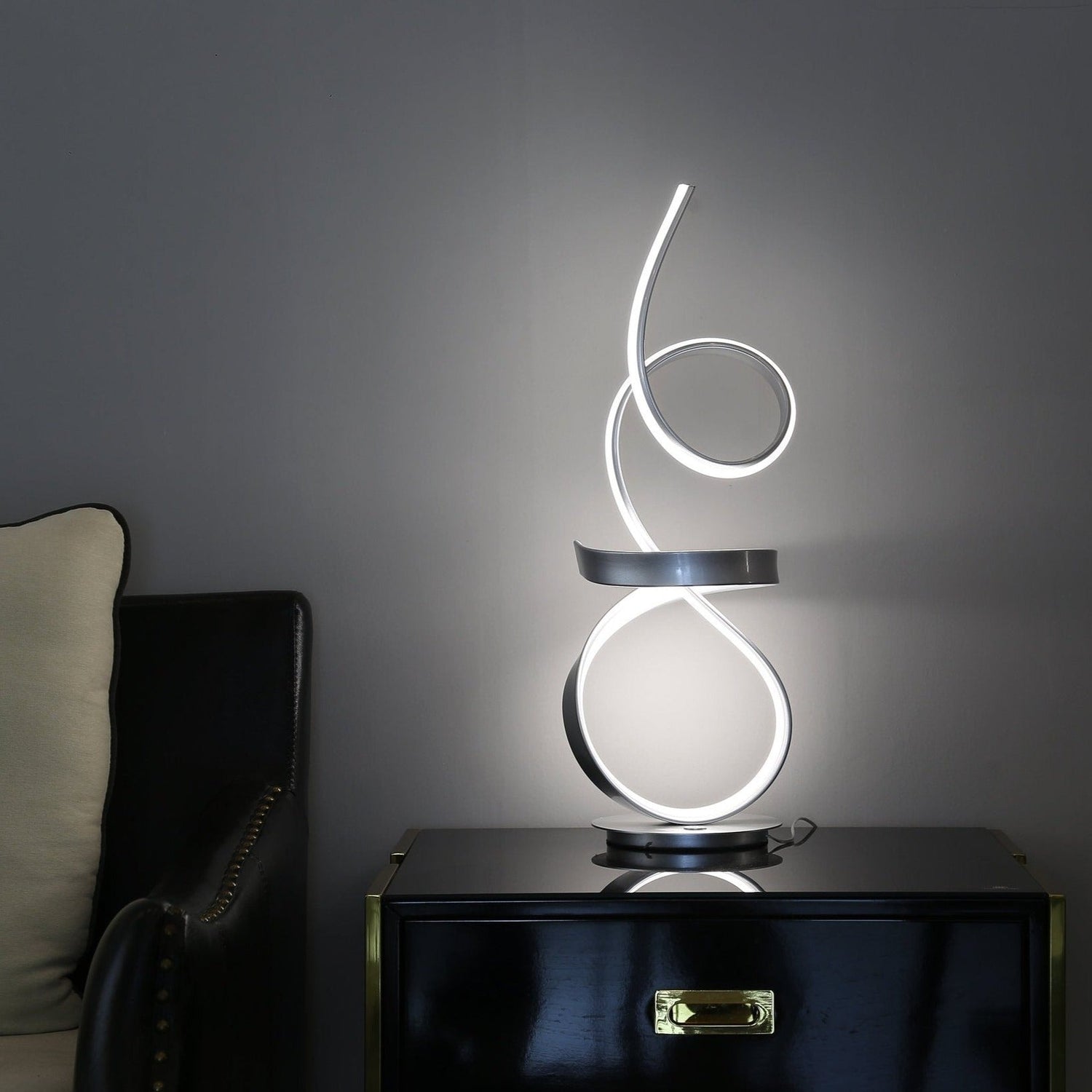 Amsterdam Silver Table Lamp // Led Strip & Touch Dimmer | Finesse | Home Elegance USA