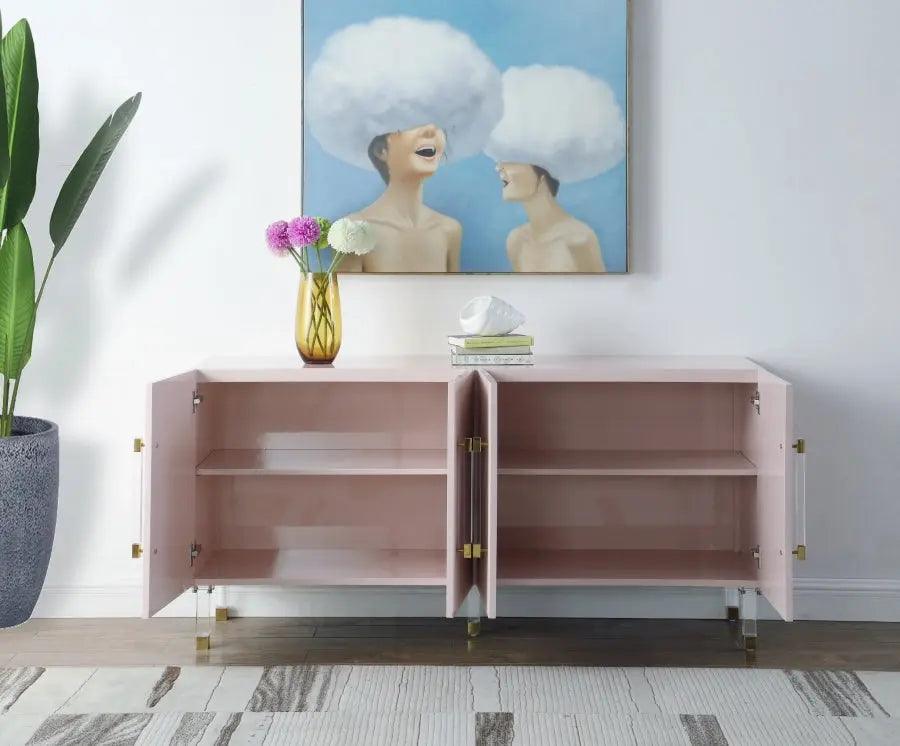Anastasia Sideboard / Buffet in Pink Lacquer by Meridian Furniture Meridian Furniture
