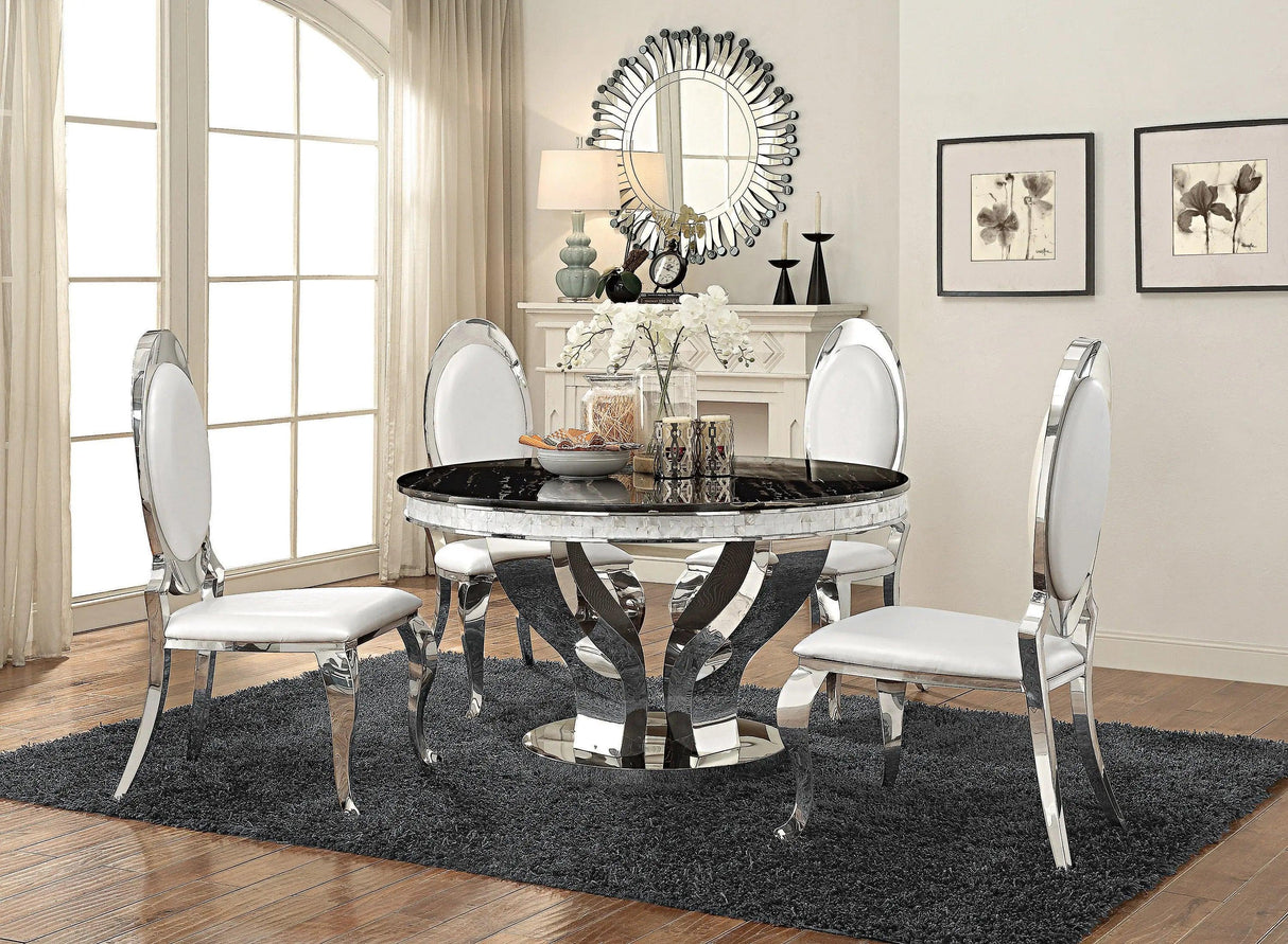 Anchorage Round Dining Table By Coaster Furniture - Chrome - Home Elegance USA