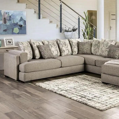 Angelia Contemporary Gray Chenille Sectional by Furniture of America Furniture of America