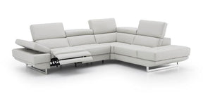 The Annalaise Recliner Leather Right Hand Chaise Sectional In Silver Gre - 19922-Rhfc | J&M