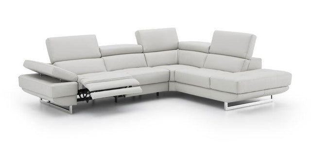 J&M Furniture - The Annalaise Recliner Leather Right Hand Chaise Sectional In Silver Gre - 19922-Rhfc