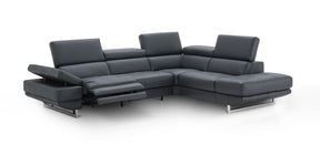 The Annalaise Recliner Leather Right Hand Chaise Sectional In Blue Grey - 19955-Rhfc | J&M