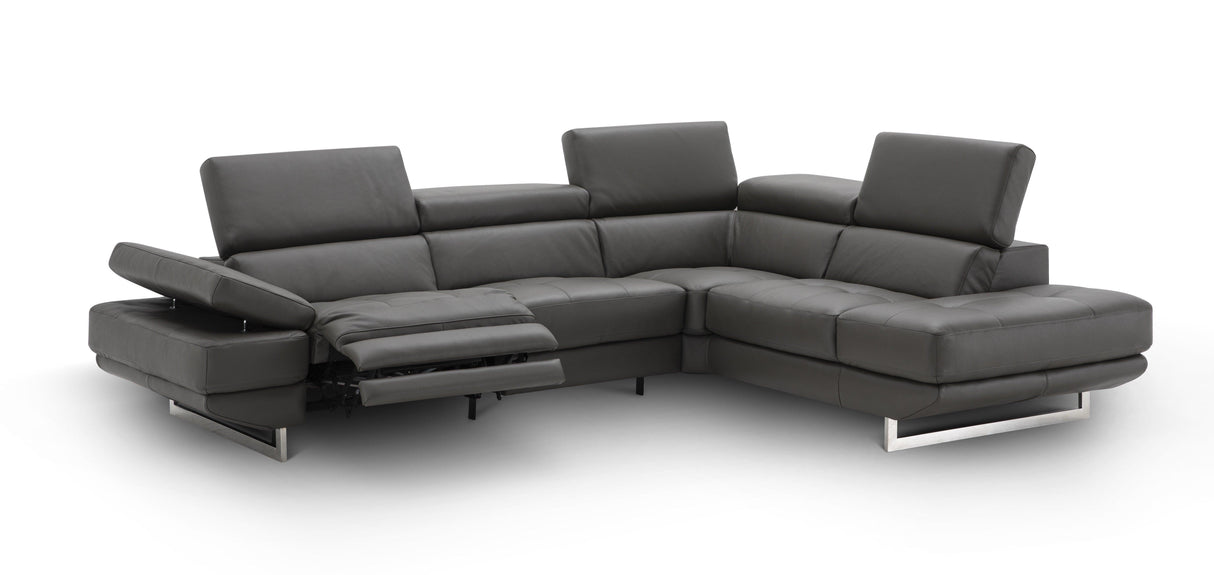 J&M Furniture - The Annalaise Recliner Leather Left Hand Chaise Sectional In Dark Grey - 19944-Rhfc