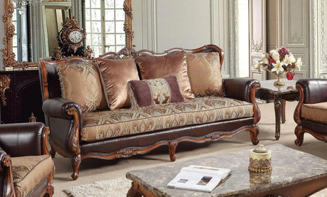 Anne Traditional Sofa And Loveseat In Cherry Wood Finish | Cosmos - Anne - S,L - Home Elegance USA - 2