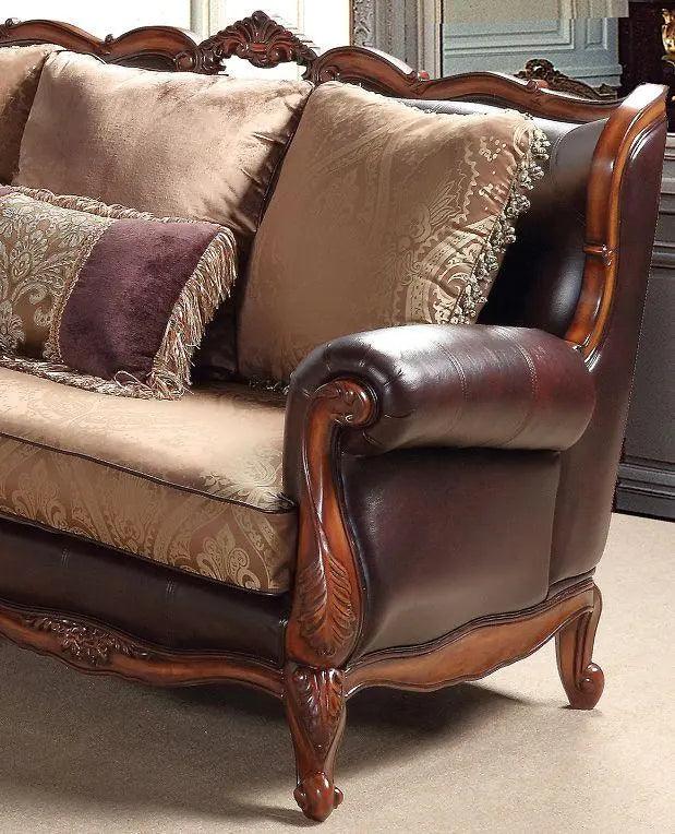 Anne Traditional Sofa and Loveseat in Cherry Wood Finish by Cosmos Furniture Cosmos Furniture
