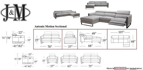 Antonio Motion Sectional In Matte Grey Finish Color | J&M