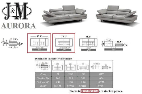 Aurora Premium Leather Sofa And Loveseat | J&M