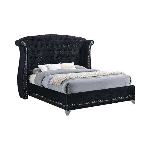 Barzini Tufted Upholstered Bed In Black By Coaster Furniture - Home Elegance USA