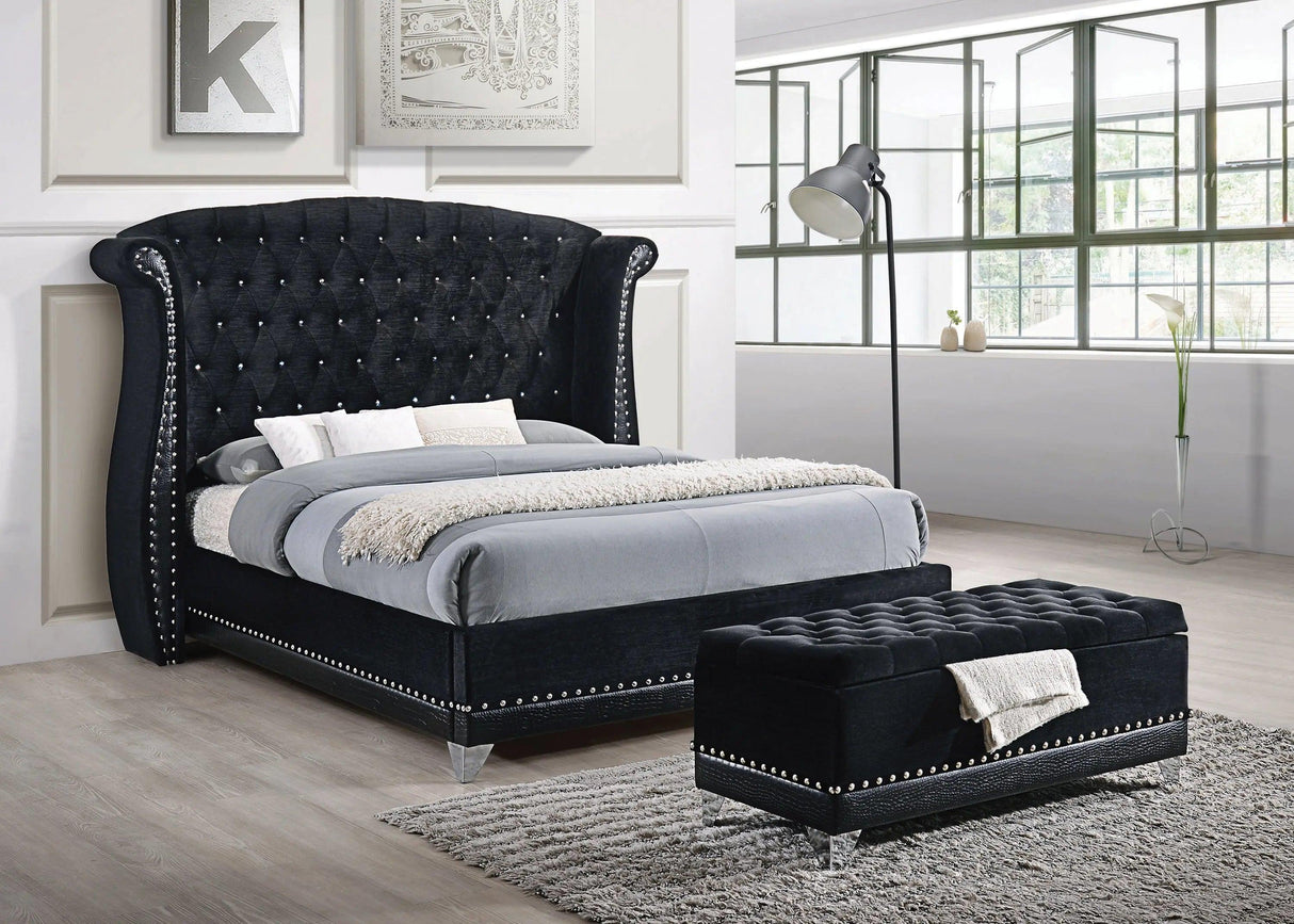 Barzini Tufted Upholstered Bed In Black By Coaster Furniture - Home Elegance USA