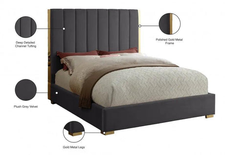 Becca Velvet Bed by Meridian Furniture Meridian Furniture