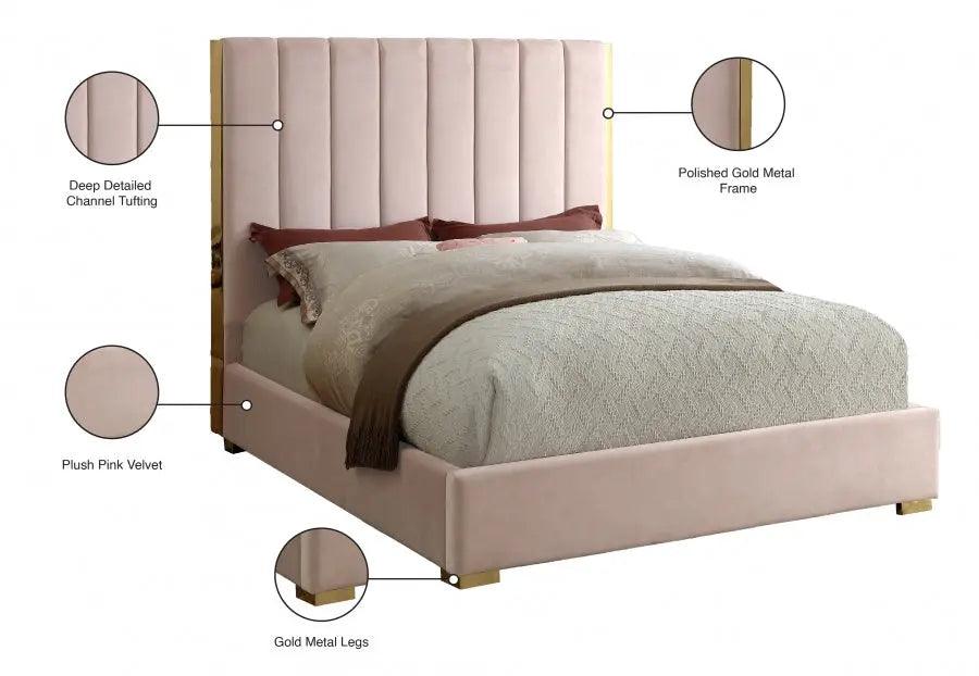 Becca Velvet Bed by Meridian Furniture Meridian Furniture