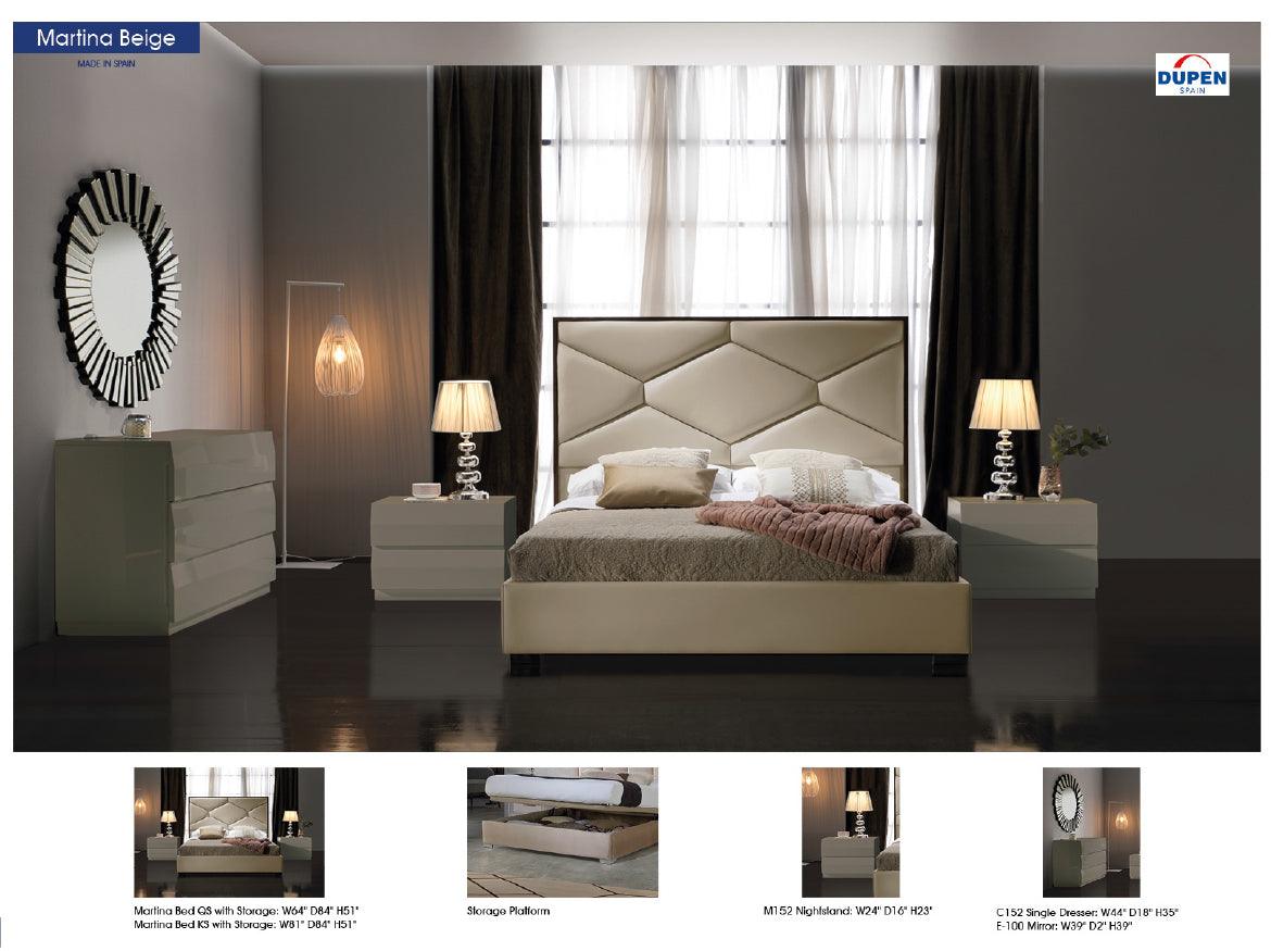 Esf Furniture - Martina 5 Piece King Storage Bedroom Set In Beige - Martinabedks-M152-C152-E100