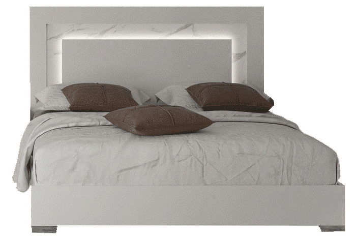 Carrara Queen Size Bed W/Light In White - Carrarabedqs | ESF | Home Elegance USA