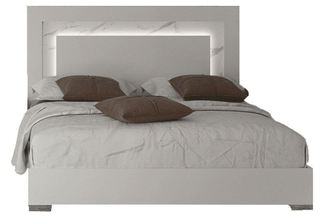 Carrara Eastern King Size Bed W/Light In White - Carrarabedks | ESF | Home Elegance USA
