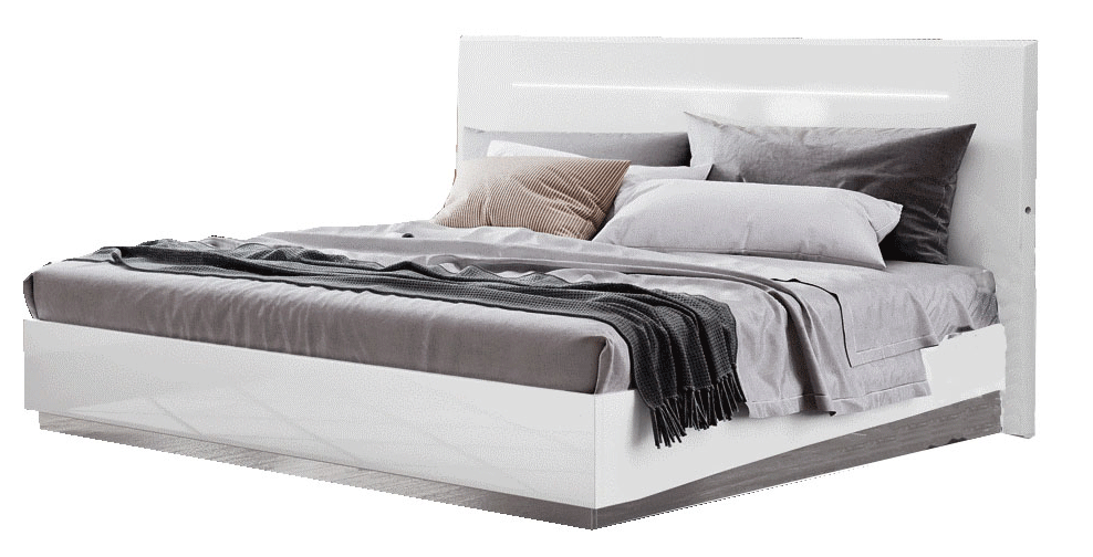 Esf Furniture - Onda Legno King Bed In White - Ondabedkslegno
