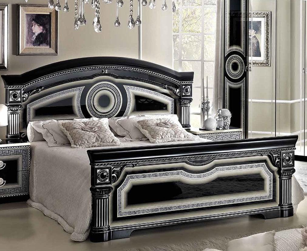 Aida 4 Piece Bedroom Set In Black/Silver - Aidabedsilver140X203 - 4Set | ESF | Home Elegance USA