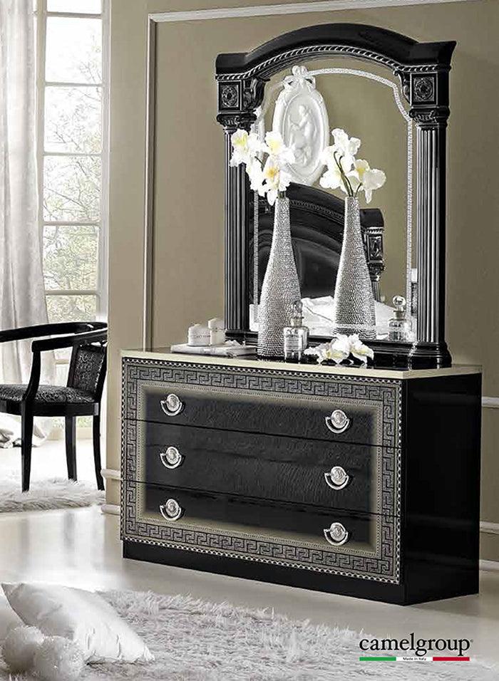 Aida 4 Piece Bedroom Set In Black/Silver - Aidabedsilver140X203 - 4Set | ESF | Home Elegance USA