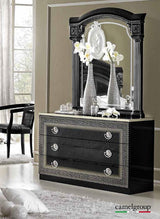 Aida 4 Piece Bedroom Set In Black/Silver - Aidabedsilver140X203 - 4Set | ESF | Home Elegance USA