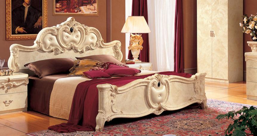 Barocco King Size Bed In Ivory - Baroccobedk.S.Ivory | ESF | Home Elegance USA