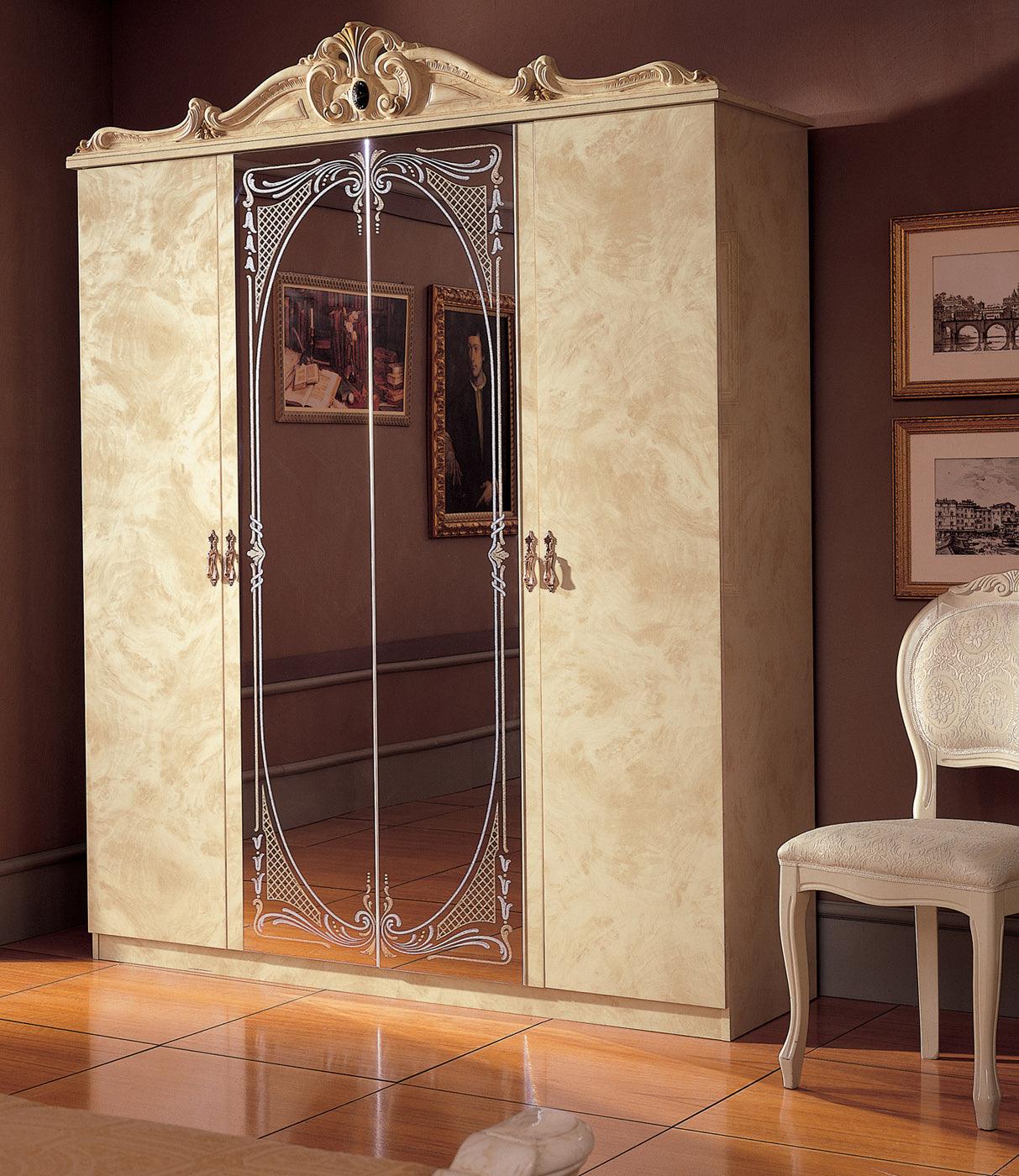 Barocco 4 Door Wardrobe In Ivory - Barocco4Doorw/D | ESF | Home Elegance USA