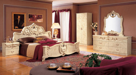 Barocco 5 Piece Eastern King Bedroom Set In Ivory - Baroccobedk.S.Ivory - 5Set | ESF | Home Elegance USA