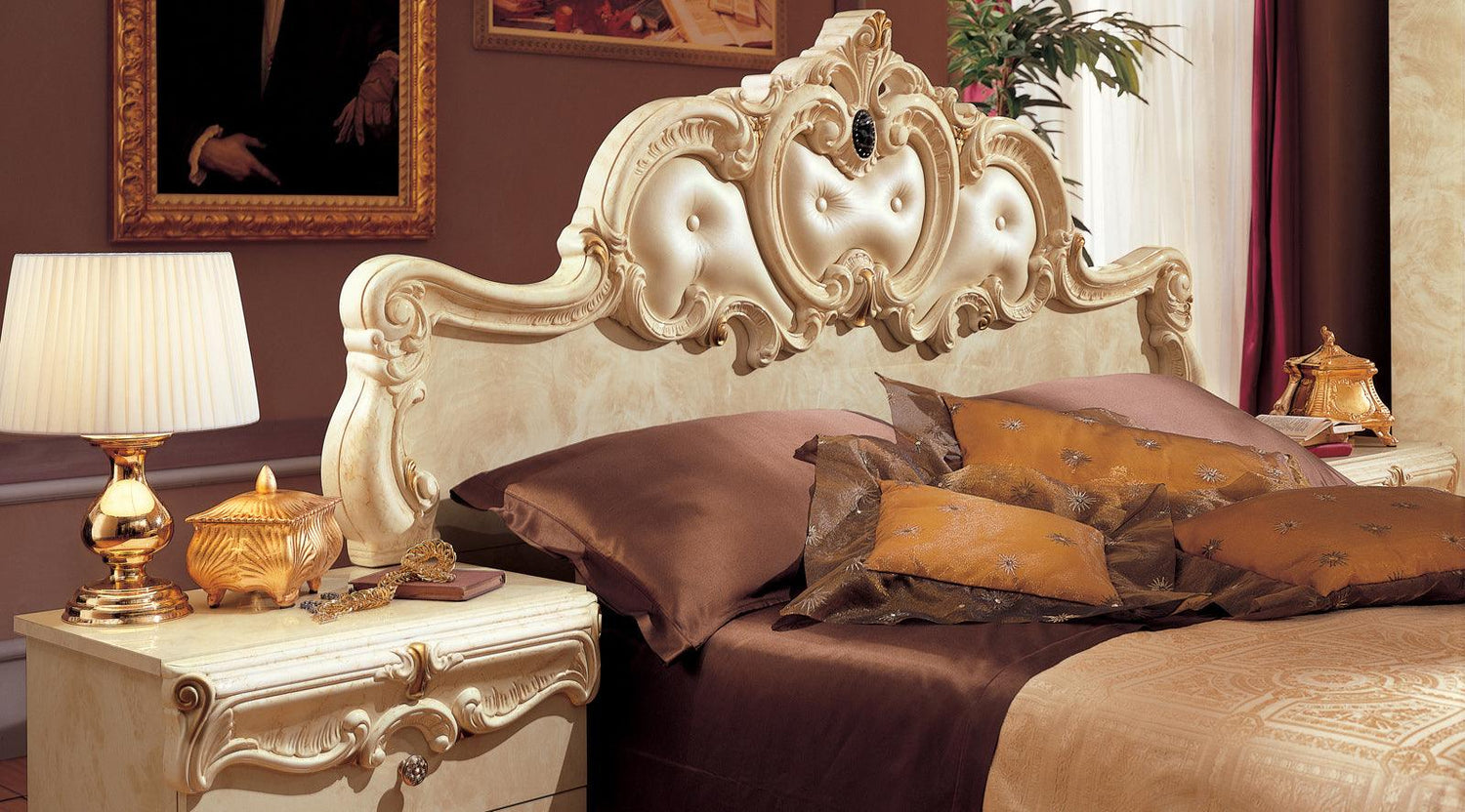 Barocco King Size Bed In Ivory - Baroccobedk.S.Ivory | ESF | Home Elegance USA