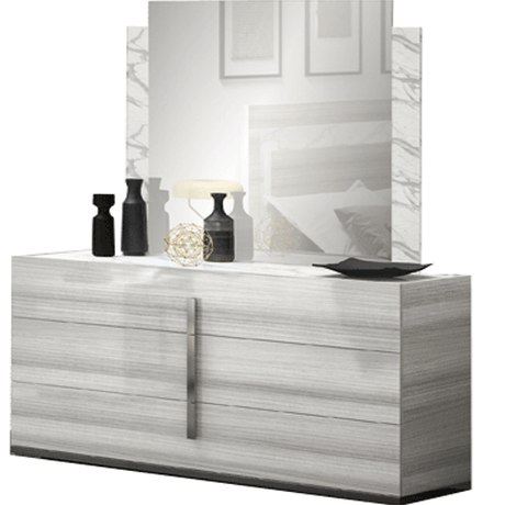 Carrara Dresser With Mirror In Grey - Carraradressergrey - M | ESF | Home Elegance USA