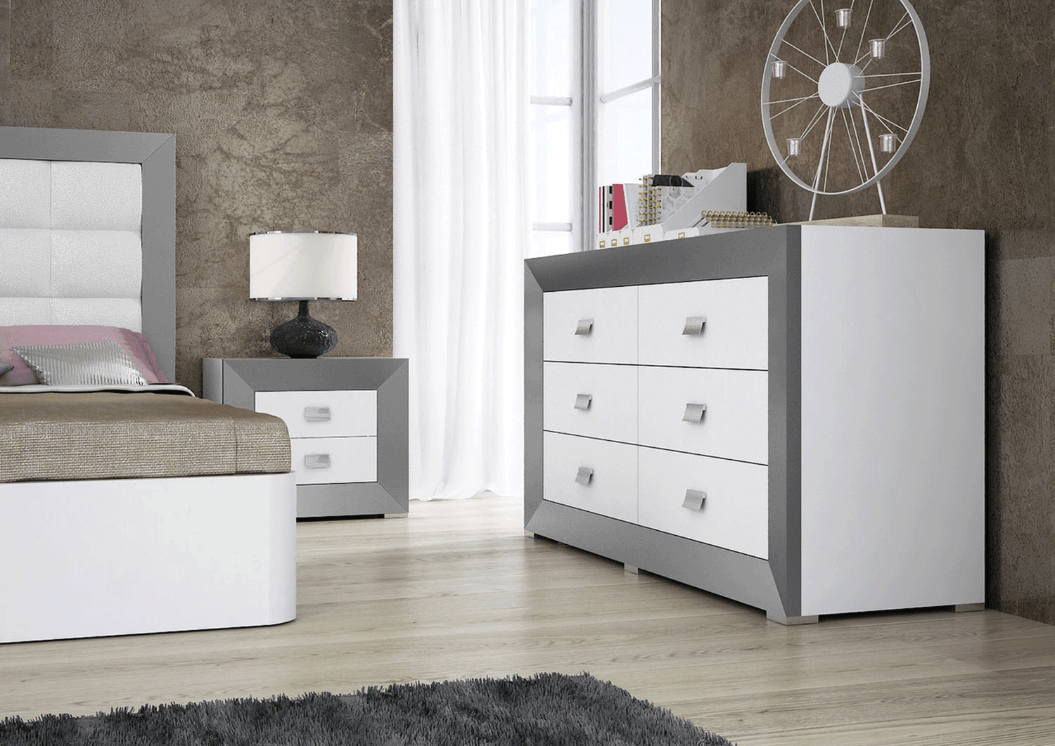 Esf Furniture - Margo Dresser In White/Grey - Margodresser