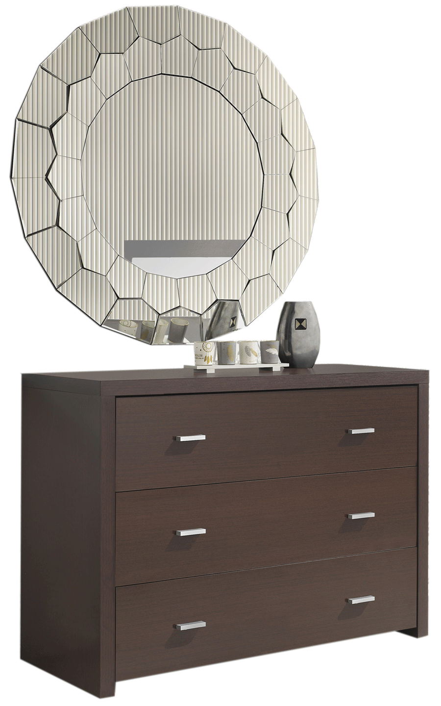 Esf Furniture - Regina Dresser With Mirror In Wenge - Reginadresser-Mr
