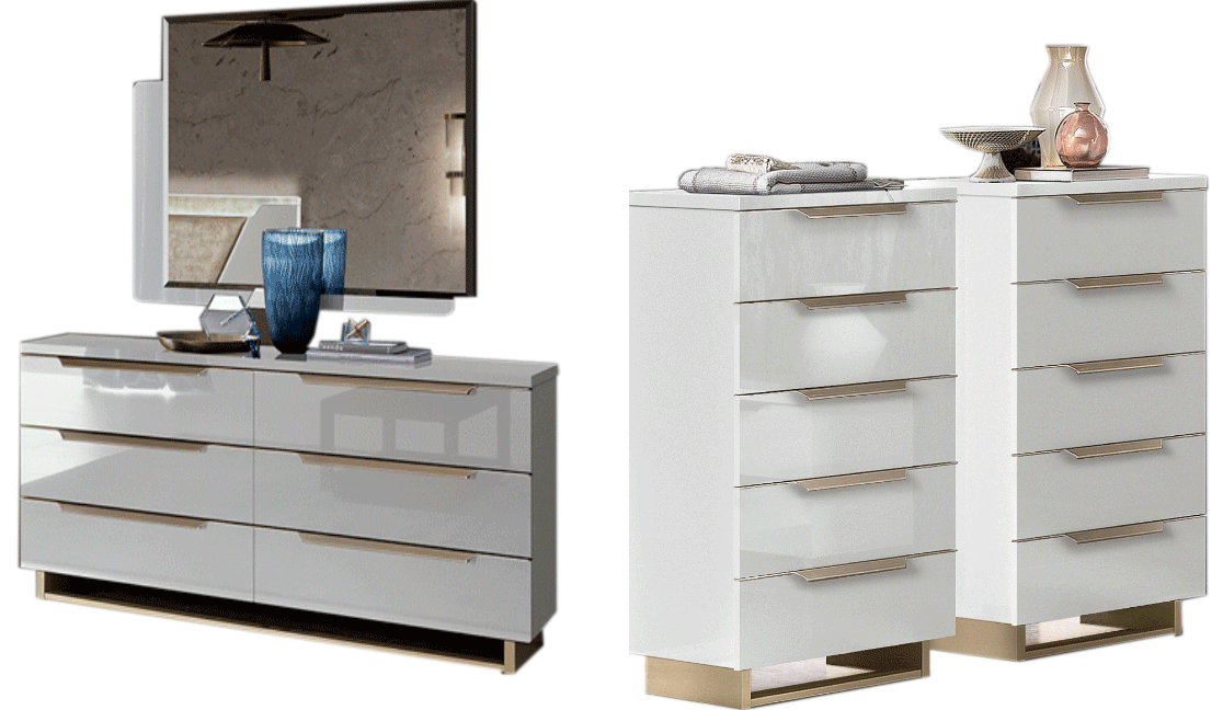 Esf Furniture - Smart 6 Piece Queen Bedroom Set In White - Smartqsbed-6Set