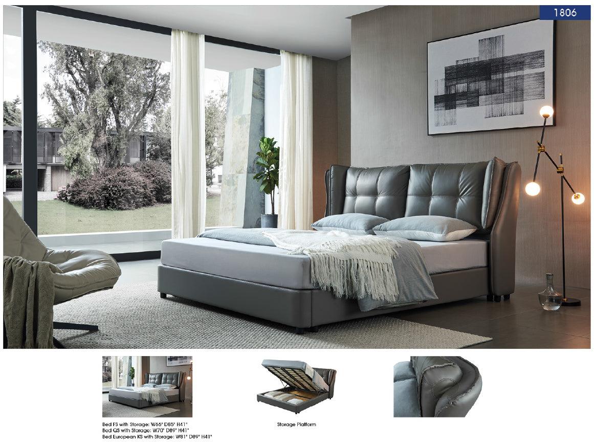 Esf Furniture - Extravaganza Queen Bed With Storage In Grey - 1806Qsbed