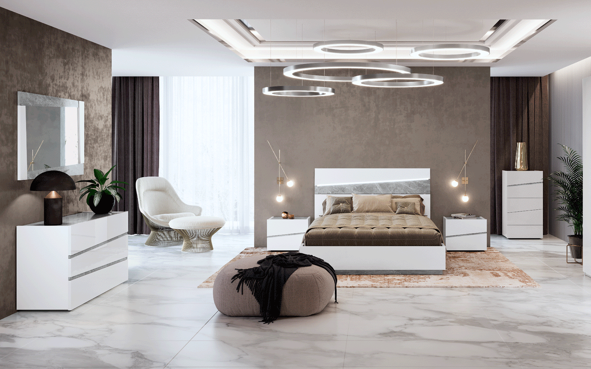 Camelgroup Italy Alba Queen Bed In White - Albaqs | ESF | Home Elegance USA