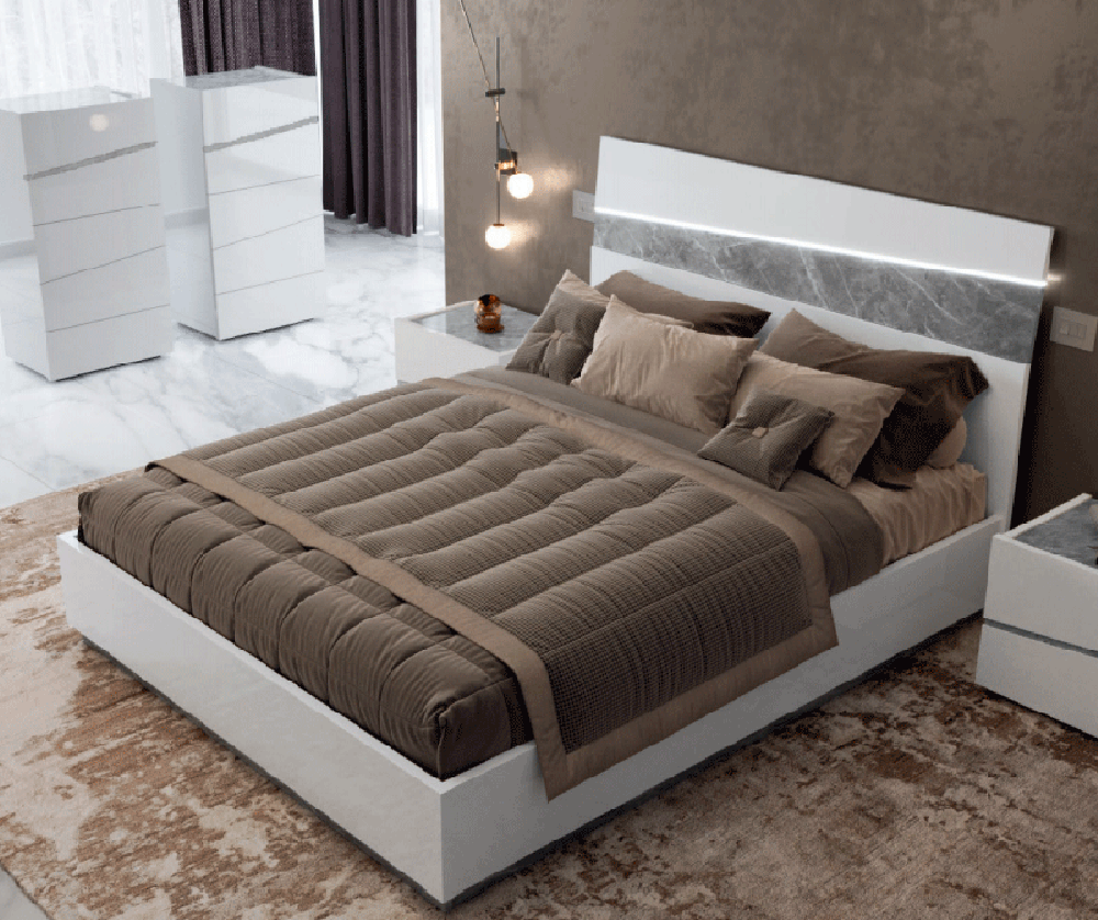 Camelgroup Italy Alba 5 Piece King Bedroom Set In White - Albaks - 5Set | ESF | Home Elegance USA